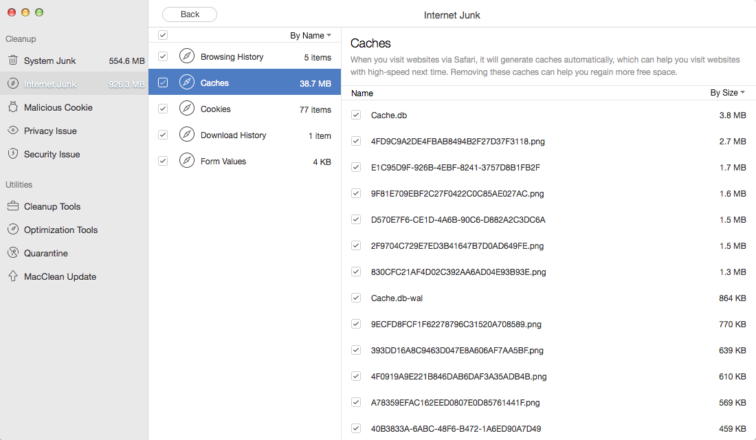Clear Safari Cache and History with MacClean – Step 2