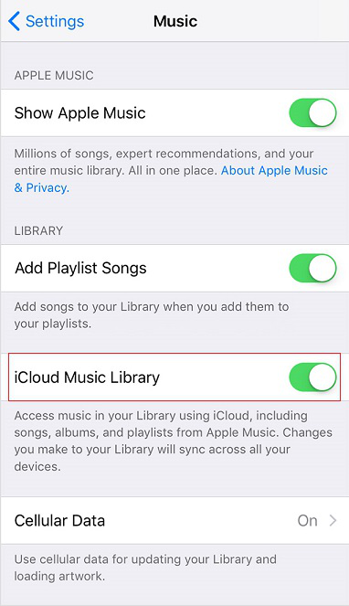 Turn Off the iCloud Music Library on your iPhone