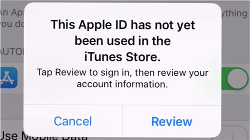 This Apple ID has not yet been used in the iTunes Store