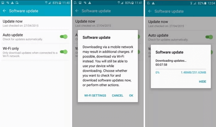andriod keeps trying to download software update