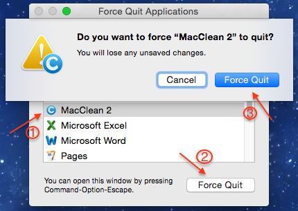 shortcut for force quit on mac