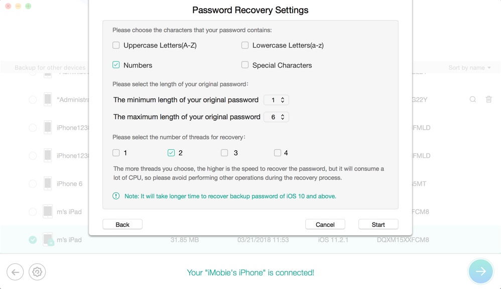 How to Unlock Forgot iTunes backup Password - Step 2