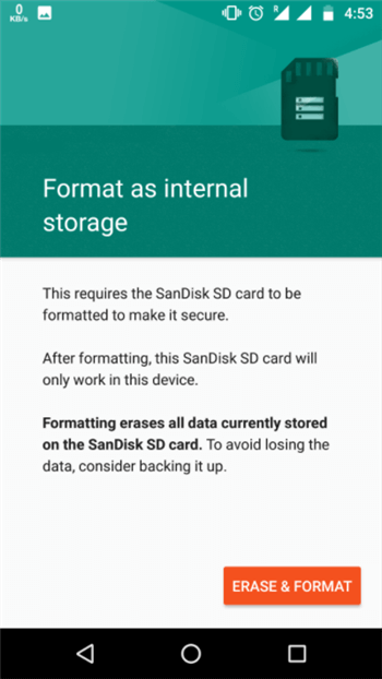 Format SD Card as Internal Storage on Android