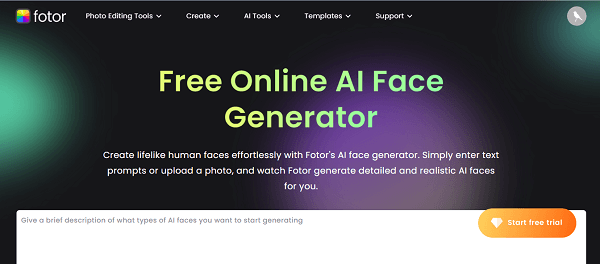 Fotor - Free Online AI Face Generator