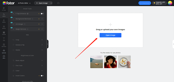 Open the “Fotor Online Photo Editor”