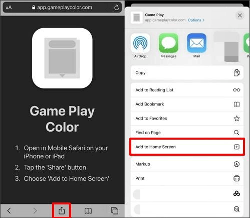 Select Add to Home Screen