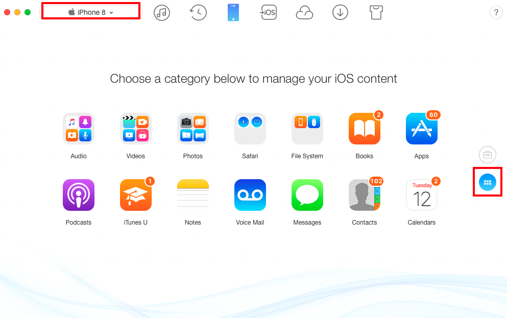 How to Export Photos from iPhone 8/X to Computer - Step 1