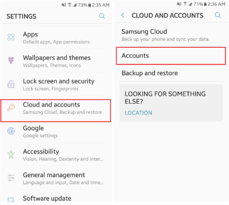 Go to Cloud and Accounts