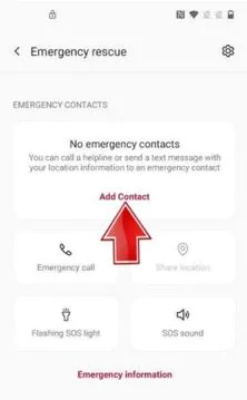 Go to Emergency Call > Emergency Rescue > Add Contact