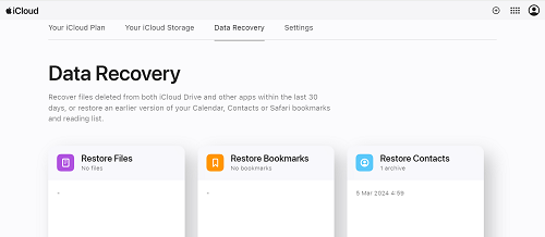  go to restore files from the data recovery tab