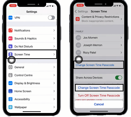Go to Settings > Screen Time > Change Screen Time Passcode