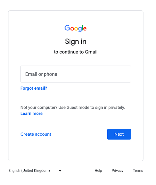 Go to the Google Account Login page