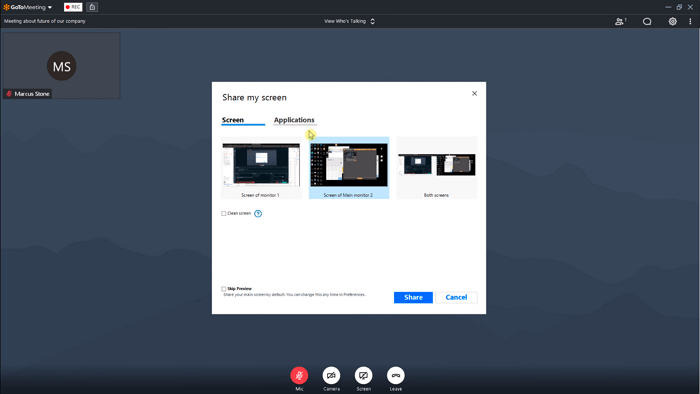 GoTo Meeting Share Screen Interface