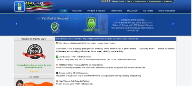 GSM Unlock USA Interface