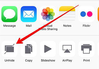 Unhide Multiple Photos/Videos on iOS 9