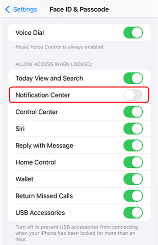 Hide Content on Notification Center