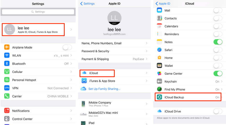 how to backup iphone to icloud for first time