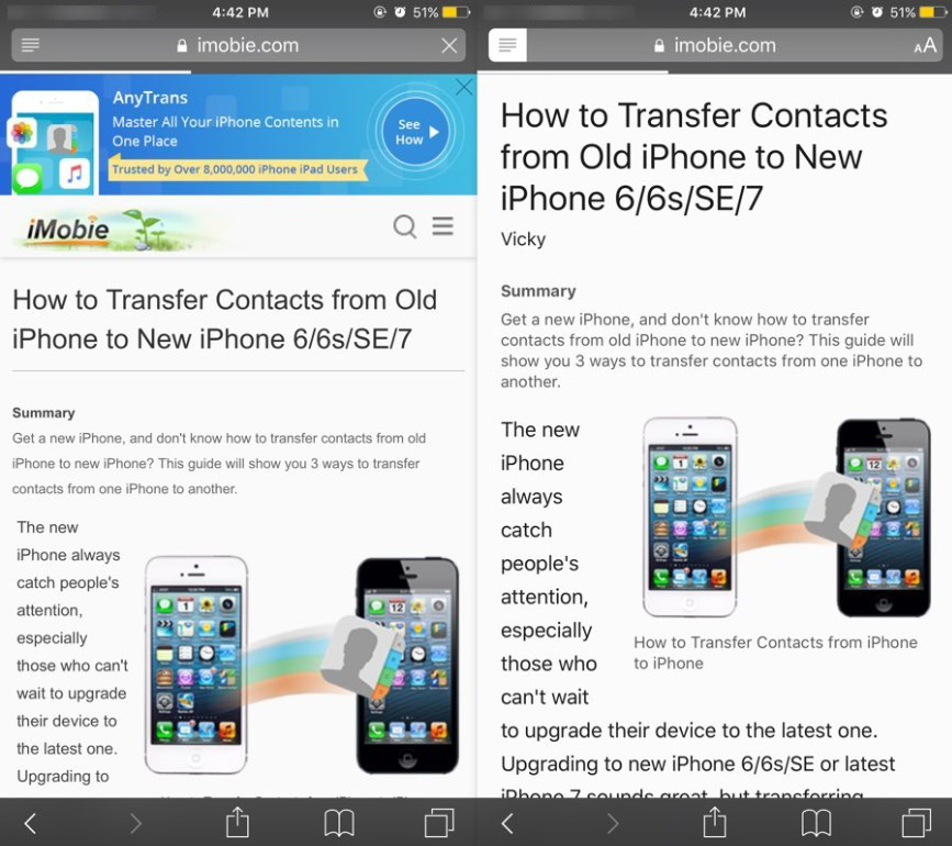 HHow to Activate Dark Mode on iPhone 7 in Safari -Step 1&2