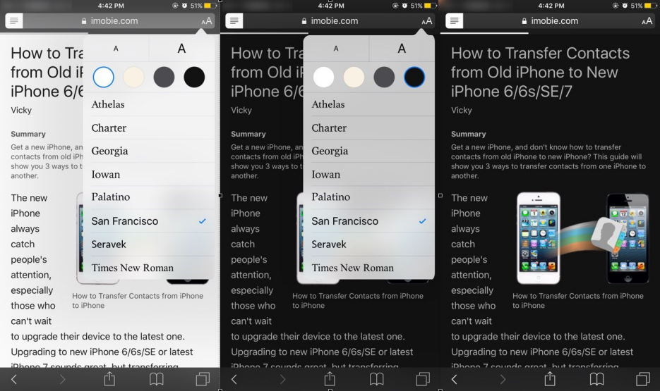 How to Activate Dark Mode on iPhone 7 in Safari -Step 3&4