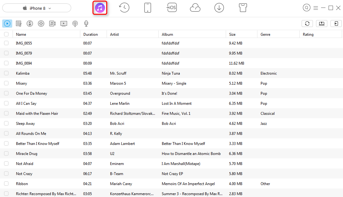 How to Put Music from Old iPhone on iPhone 8 (Plus)/X - Step 1