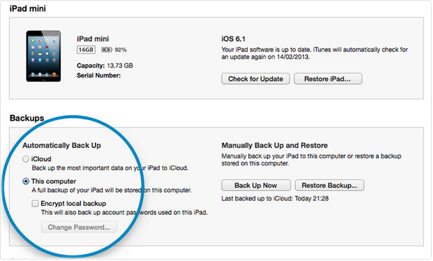How to Backup an iPad with iTunes