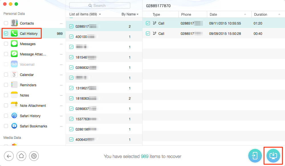 How to Backup Call History on iPhone – Step 3