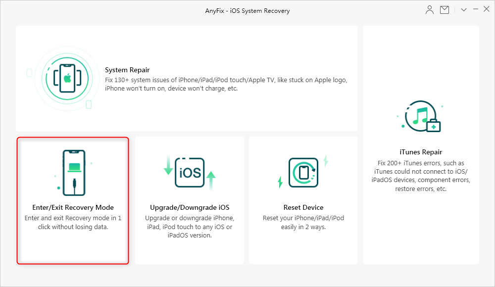 Select Enter/Exit iPhone Recovery Mode