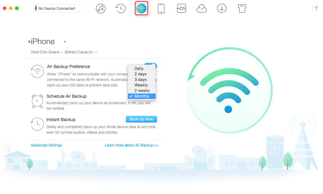 Backup iPhone iPad to iTunes over Wi-Fi - Step 2