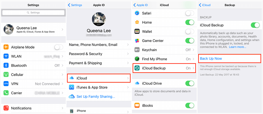 how to backup iphone to icloud when your phon is disabled