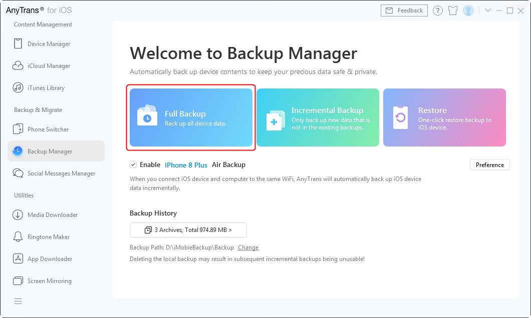 How to Backup iPhone with iCloud Alternative - Step 2