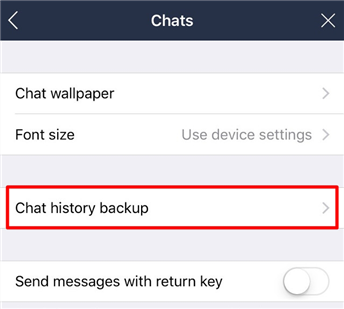 Chat history backup in Line for iOS
