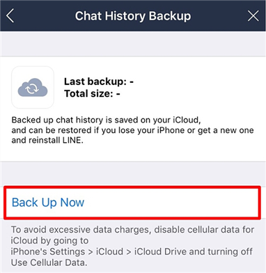 Backup chat history in Line for iOS