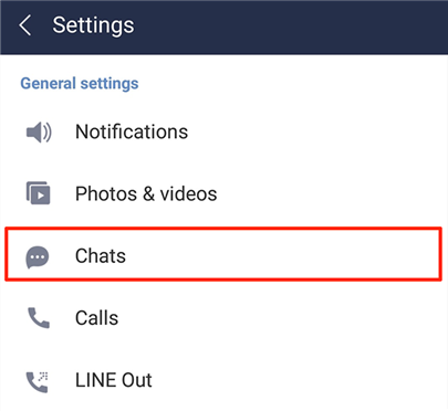 Open chat settings in Line for Android