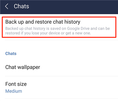 Backup chat history in Line for Android