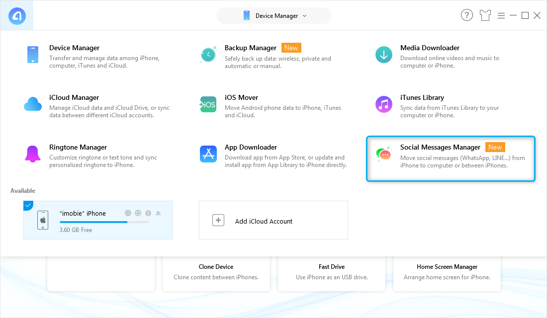 Choose Social Messages Manager