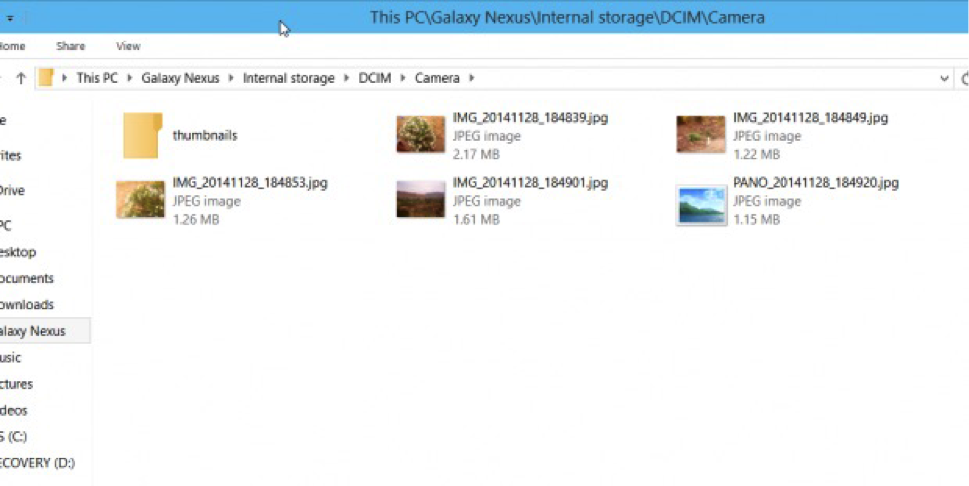 Backup Photos on Android via File Explorer