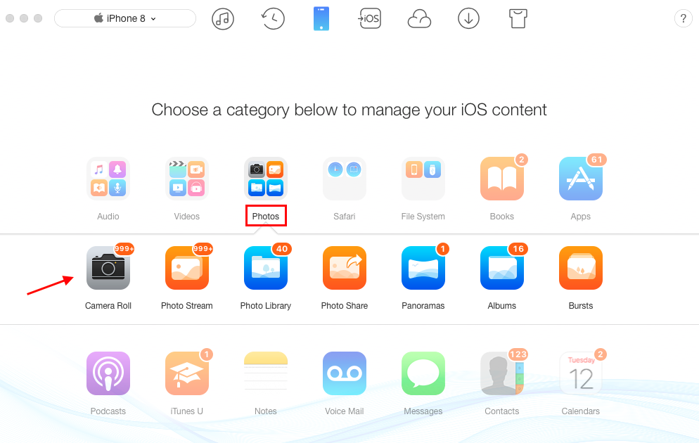How to Backup iPhone 8/X Photos to Computer Without iTunes - Step 2