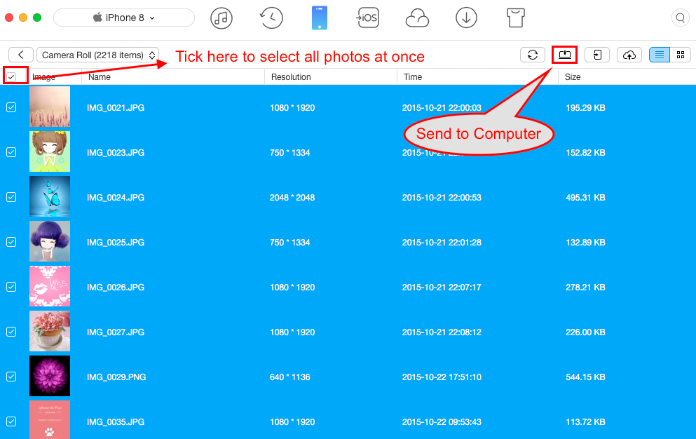 How to Backup iPhone 8/X Photos to Mac/PC with AnyTrans - Step 3