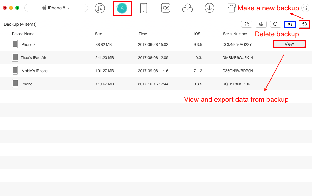 AnyTrans Backup Manager Screenshot