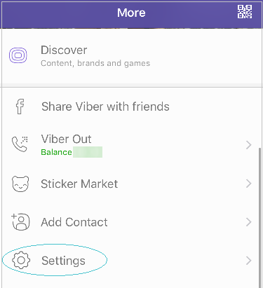 Access the Viber settings menu