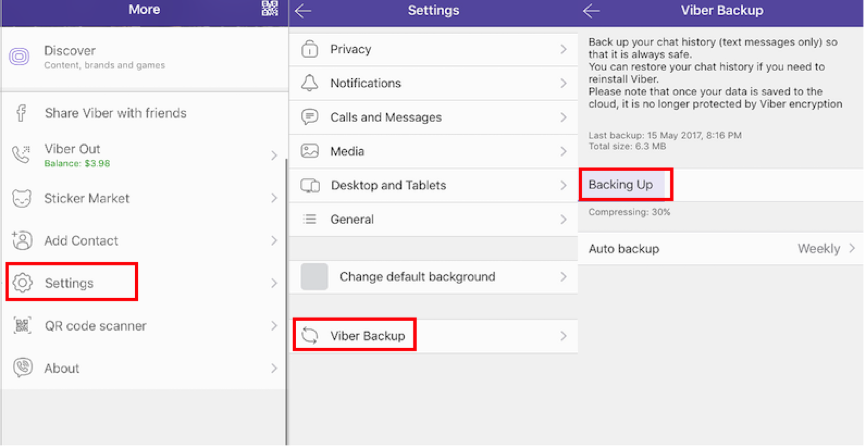 How to Backup and Restore Viber - Backup Screen