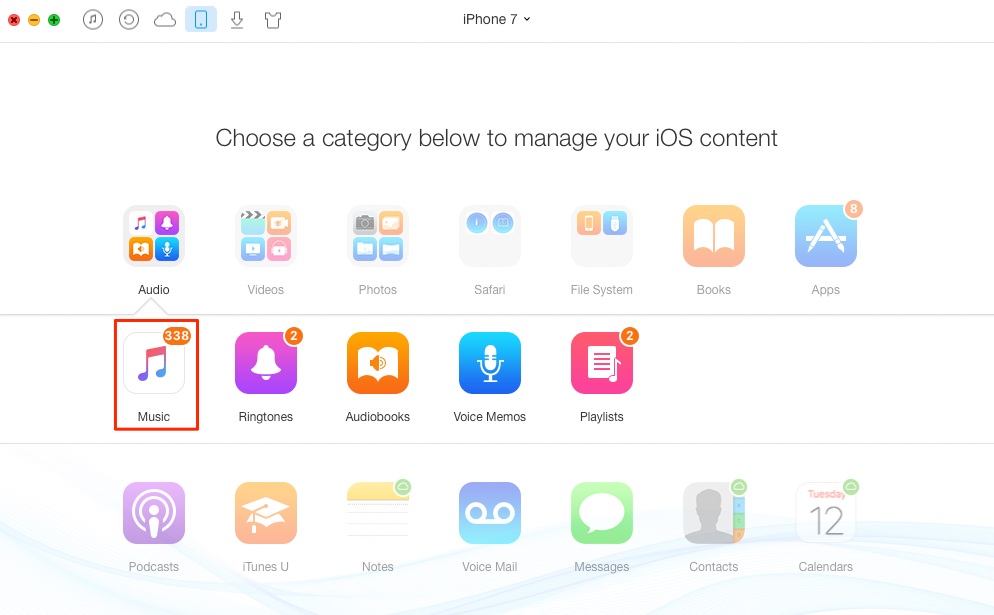 Transfer Music from iPhone to Computer with AnyTrans – Step 2