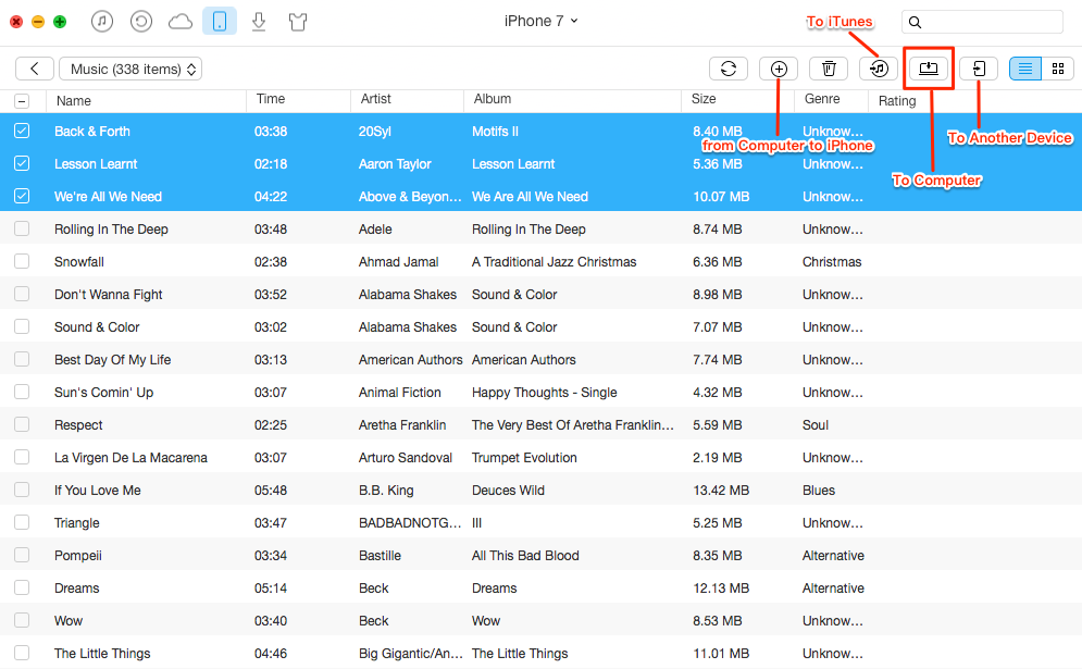Transfer Music from iPhone to Computer with AnyTrans – Step 3