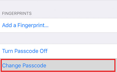 Tap on Change Passcode