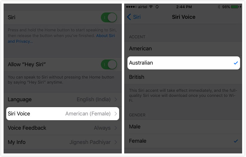 How to Change Siri Voice Accent on iPhone in iOS 9