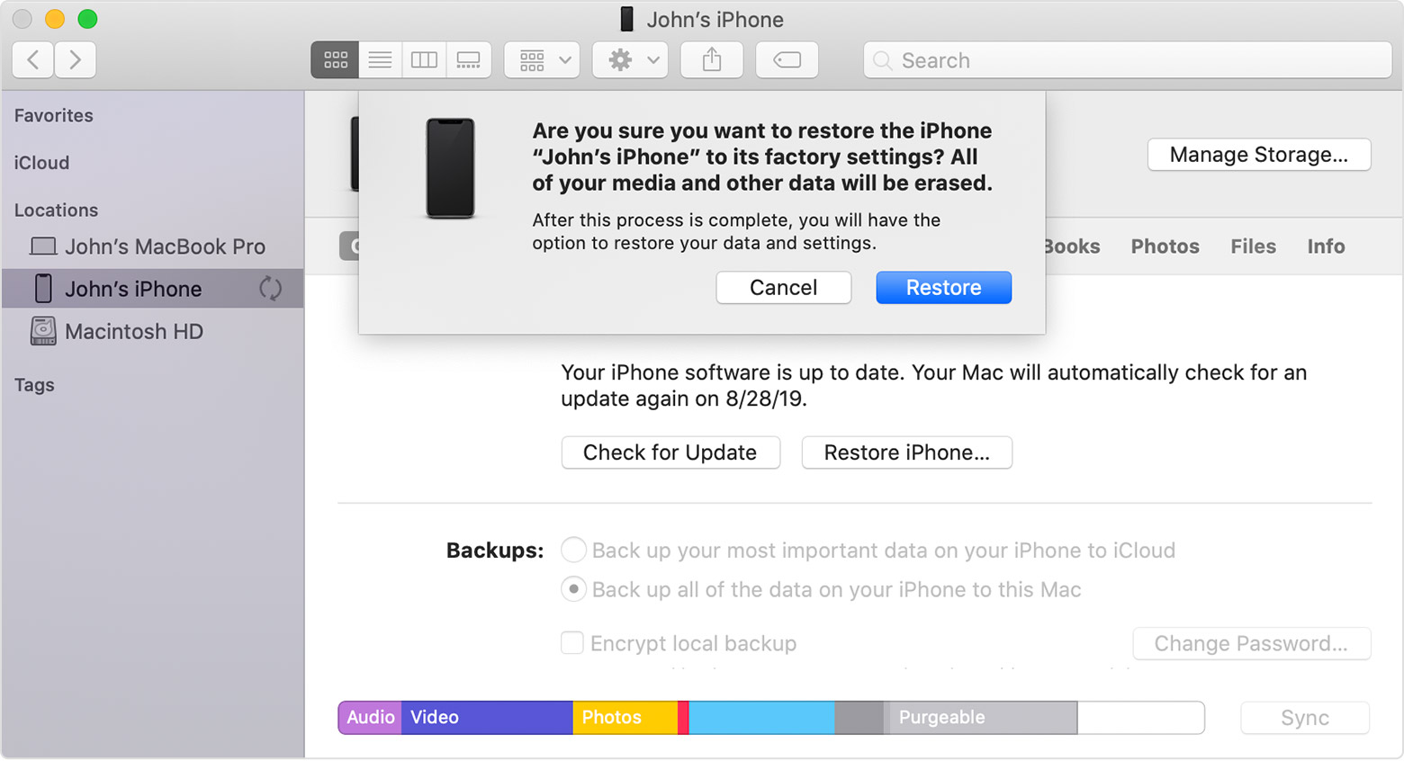 Restore iPhone with iTunes