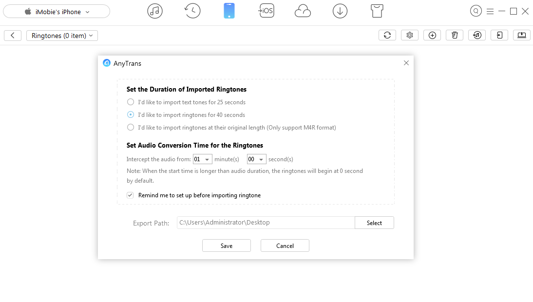 How to Convert iPhone Songs to Ringtones with AnyTrans - Step 4