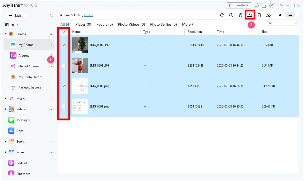 Export Photos from iPhone with AnyTrans