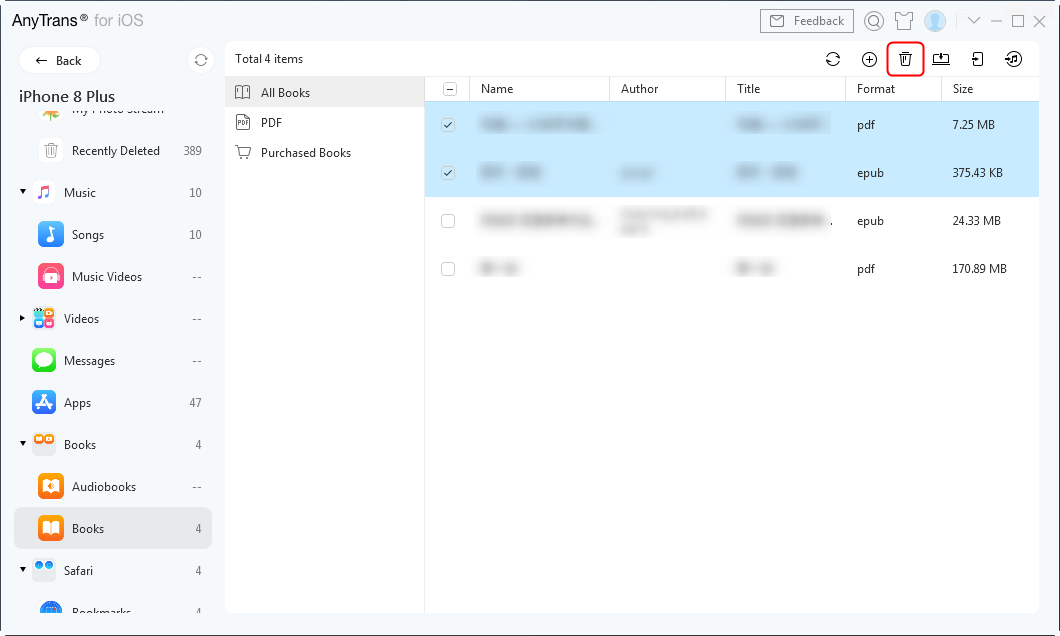 How to Delete Books from iPhone with AnyTrans – Step 2