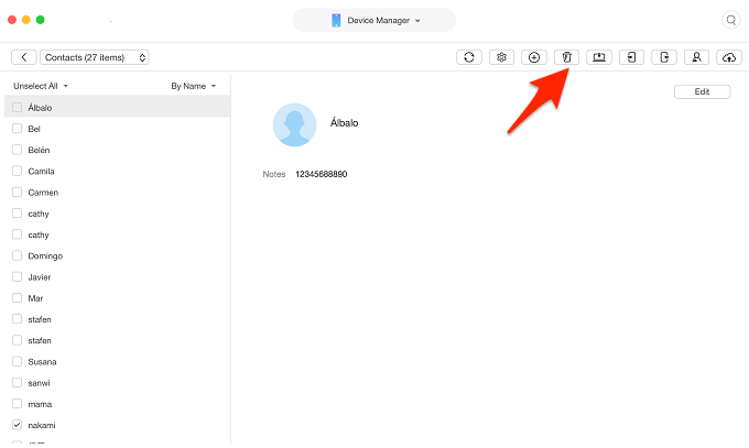 How to Delete Multiple/All Contacts on iPhone 8/X - Step 3
